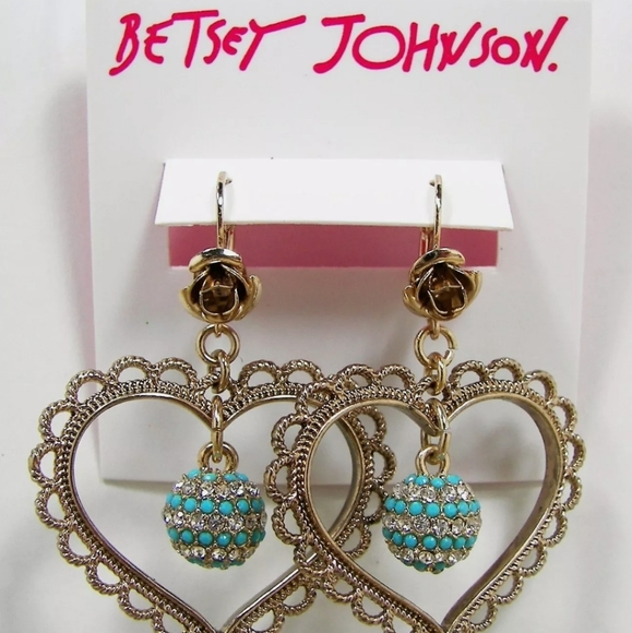 Nwt Betsey Johnson Anchors Away Heart Earrings - Picture 7 of 8